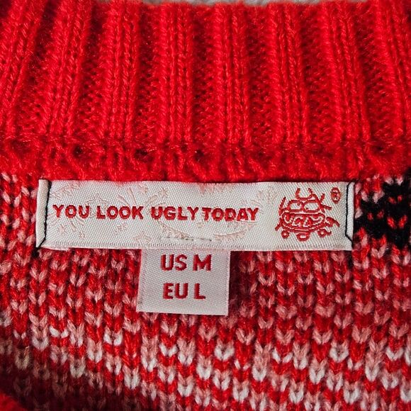 You Look Ugly Today Black Embroidered Unicorn Crew Neck Knit Christmas Sweater - Picture 8 of 14